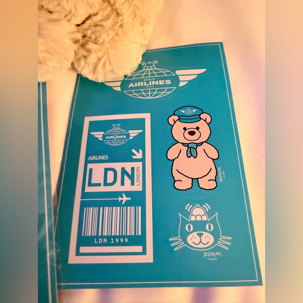 Jellycat Bartholomew Bear Junior “Pilot” including pin and stickers - Harrods - Picture 3 of 8